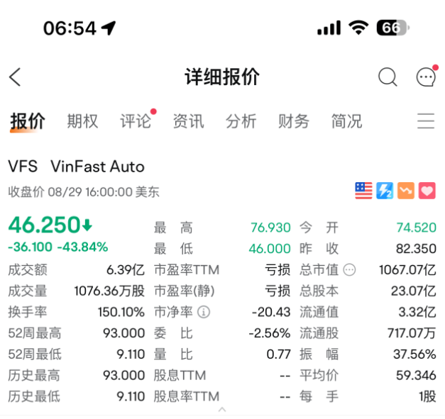 越南VinFast股价剧烈波动！一周内暴跌42%
